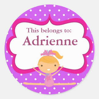 Sticker Rond Gymnastique à points violets Retour à l'école Stic