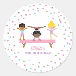 Sticker Rond Gymnastique anniversaire pastel