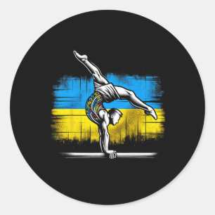 Sticker Rond Gymnastique Artistique Ukrainienne Drapeau Ukraine