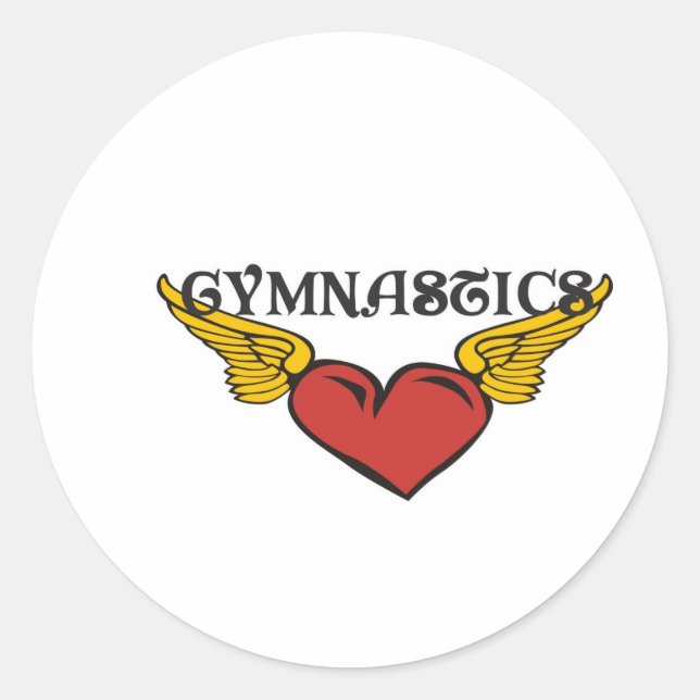 Sticker Rond Gymnastique avec coeur ailé (Devant)