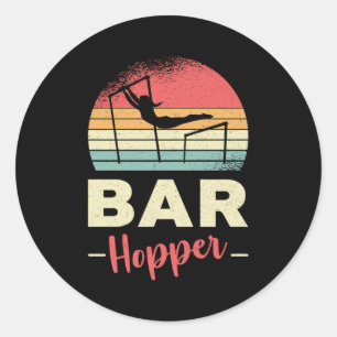 Sticker Rond Gymnastique Bar Unven Hopper Acrobat Retro Gymnast