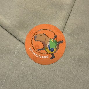 Sticker Rond Gymnastique de cabiaïre Fan d'animaux mignons Art
