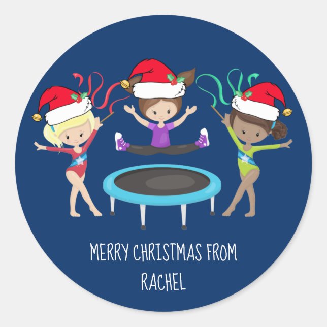 Sticker Rond Gymnastique de Noël Gymnaste personnalisé (Devant)