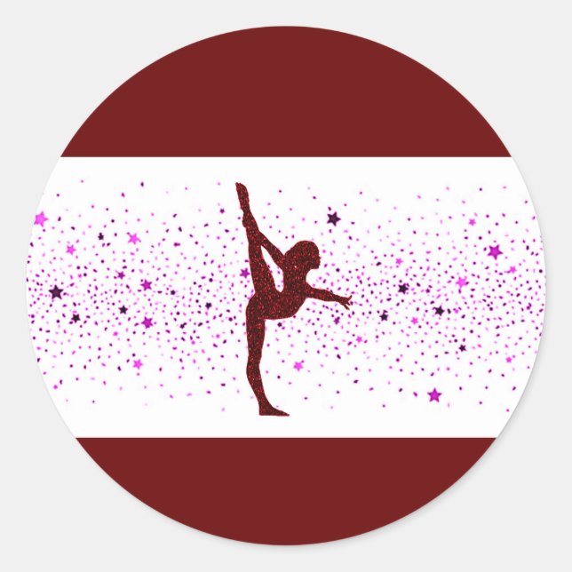 Sticker Rond Gymnastique étincelante autocollant. (Devant)