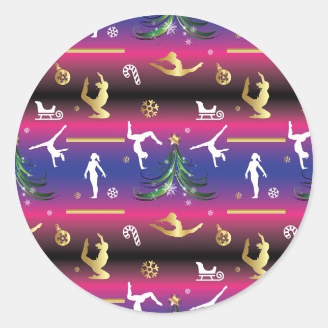 Sticker Rond Gymnastique féminine Arbre de Noël (Devant)