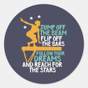 Sticker Rond Gymnastique inspirationnelle Citation Gymnaste Fil