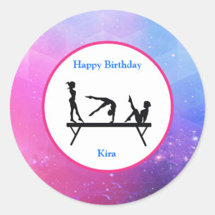 Sticker Rond Gymnastique "Joyeux anniversaire" Balai