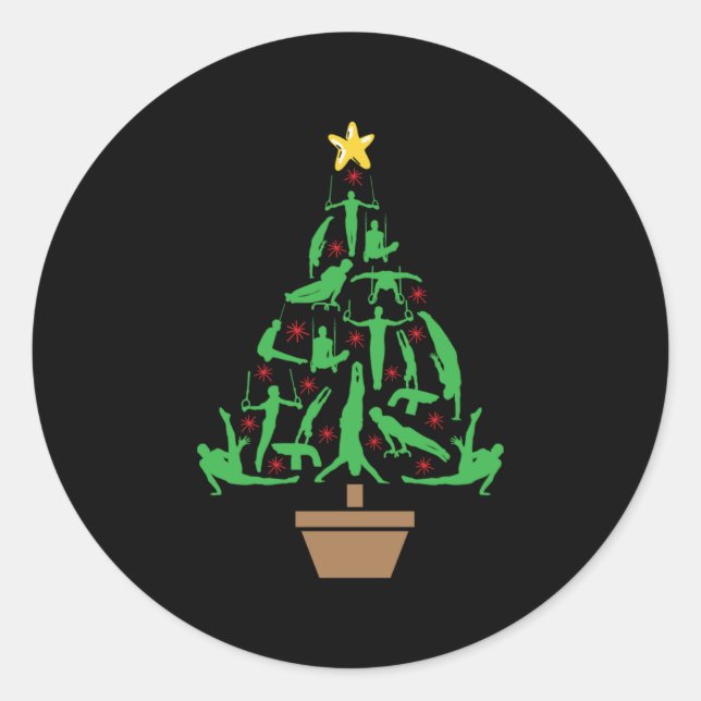 Sticker Rond Gymnastique masculine Arbre de Noël (Devant)