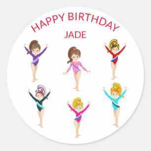 Sticker Rond Gymnastique personnalisée ANNIVERSAIRE