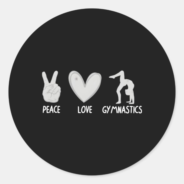 Sticker Rond Gymnastique Pour Gymnaste Sports Peace Love (Devant)