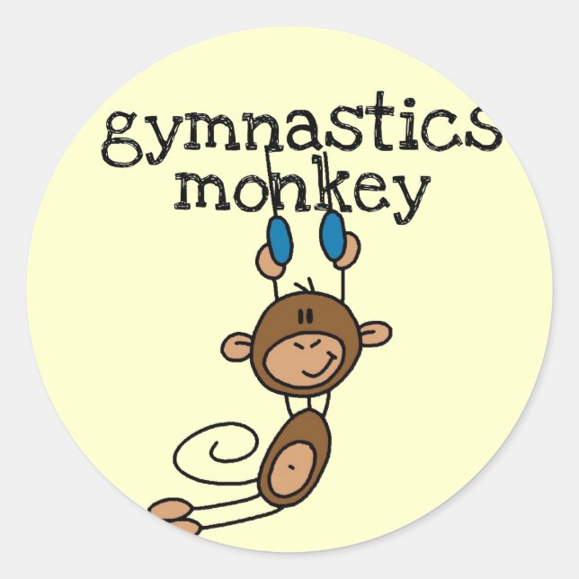 Sticker Rond Gymnastique Tshirts et cadeaux singes (Devant)