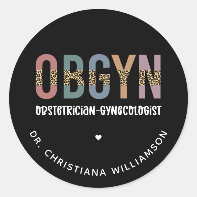 Sticker Rond Gynécologue obstétricien OBGYN personnalisé (Devant)