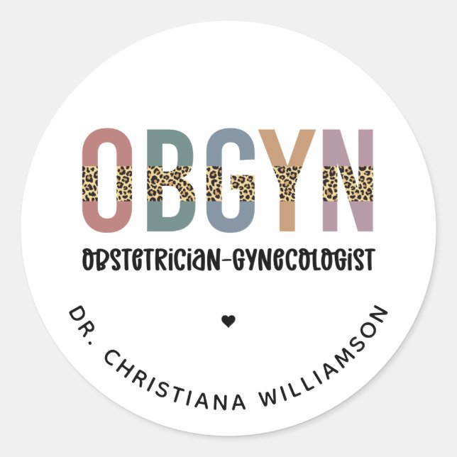 Sticker Rond Gynécologue obstétricien OBGYN personnalisé (Devant)