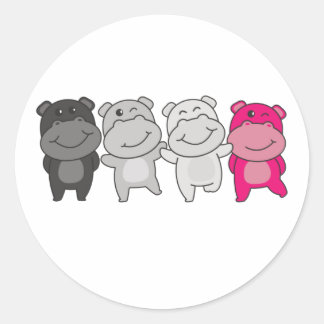 Sticker Rond Gynephilia Flag Pride Lgbtq Cute Hippo Classic Rou