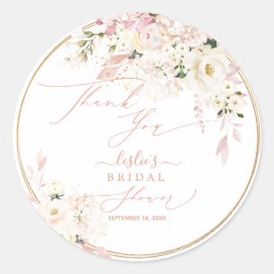 Sticker Rond H2 Dusty Rose Hydrangea Cream Roses Fête des marié