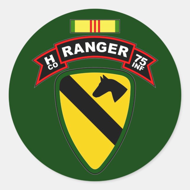 Sticker Rond H Co, 75e régiment d'infanterie - Rangers, Vietnam (Devant)