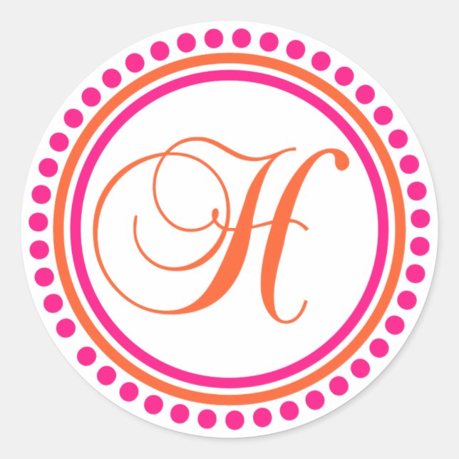 Sticker Rond H Monogramme (rose/orange) (Devant)
