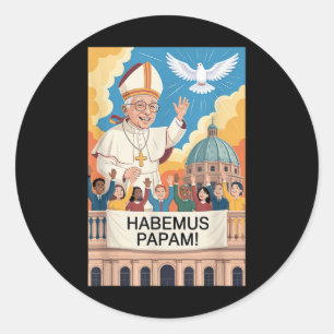 Sticker Rond Habemus Papam Pape Leo Xiv Christian Nouveau Pape