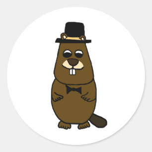 Sticker Rond Habille Groundhog