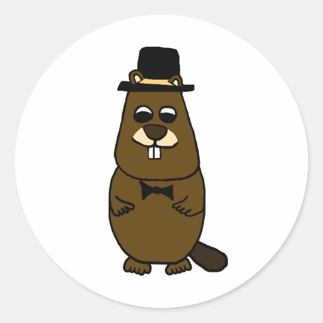 Sticker Rond Habille Groundhog (Devant)