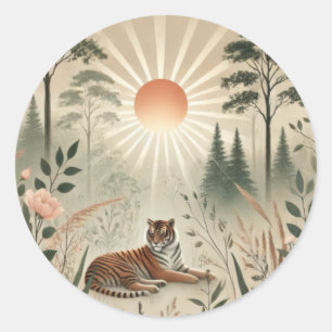 Sticker Rond Habitat du tigre