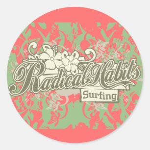 Sticker Rond Habitudes radicales Surf Tshirts et cadeaux