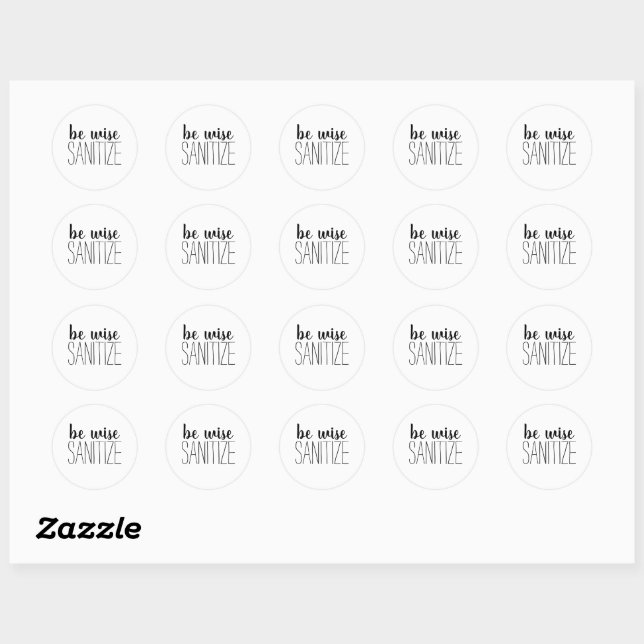 Sticker Rond Habitudes saines - Soyez sages Sanitiez (Feuille)