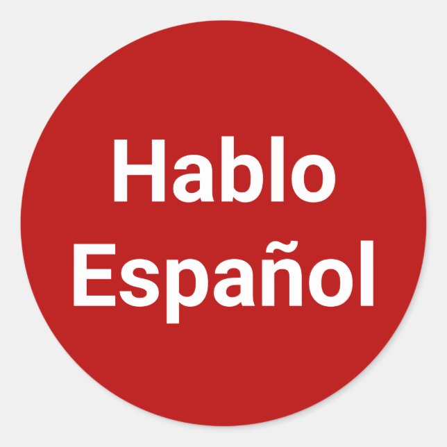 Sticker Rond Hablo Español rouge blanc Je parle espagnol (Devant)