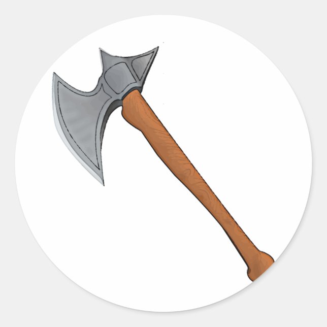 Sticker Rond Hache de bataille légendaire (Devant)