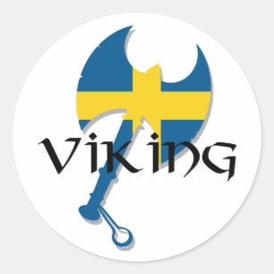 Sticker Rond Hache de drapeau de Viking Suède de Suédois