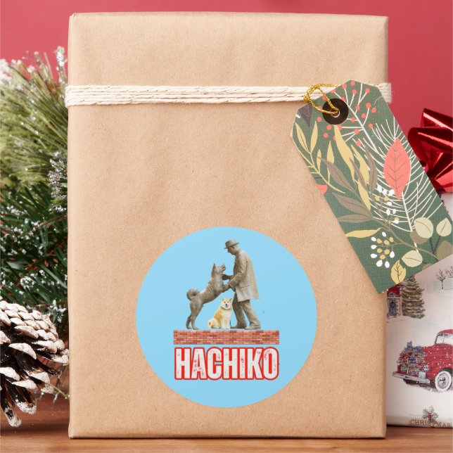 STICKER ROND HACHIKO (vacances)