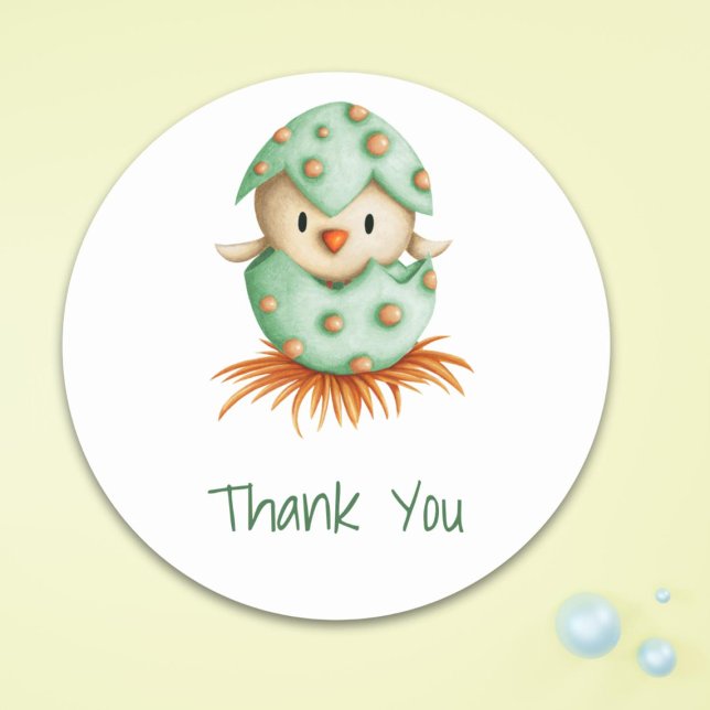 Sticker Rond Hachure Whimsical Vert Bientôt Merci d'oiseaux (Créateur téléchargé)