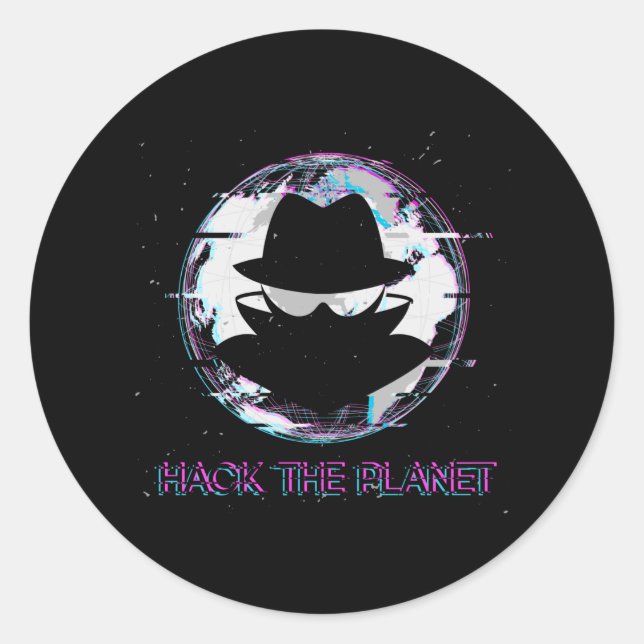 Sticker Rond Hack The Planet (Devant)