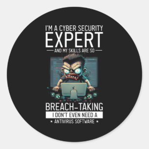 Sticker Rond Hacker Blanc Pour Le Cyber-Guerrier Et Hacker Éthi