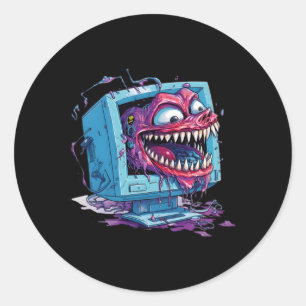 Sticker Rond Hacker Blanc Pour Le Cyber-Guerrier Et Hacker Éthi