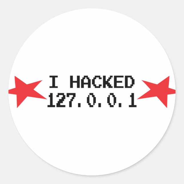 Sticker Rond hacker i hacked 127.0.0.1 (Devant)