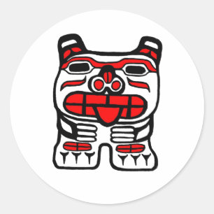 Sticker Rond Haida Bear