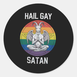 Sticker Rond Hail Gay Satan Funny Goth Gothique Goat LGBTQ