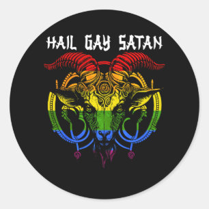 Sticker Rond Hail Gay Satan LGBT Goth Gay Lesbian Bi Pride Baph