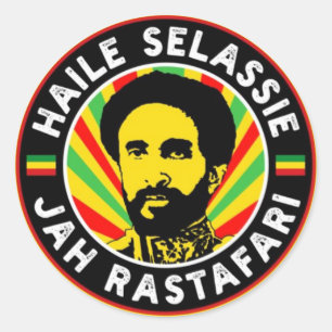 Sticker Rond Haile Selassie Jah Rastafari Rasta Reggae Roots