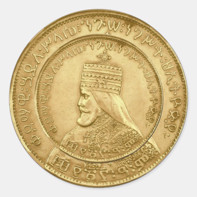 Sticker Rond Haile Selassie Jah Rastafari Reggae Rasta Roots  (Devant)