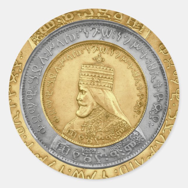 Sticker Rond Haile Selassie Jah Rastafari Reggae Rasta Roots  (Devant)