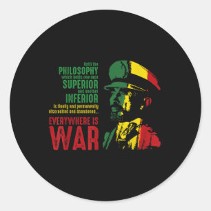 Sticker Rond Haile Selie Discours Guerre Juda Lion Chemise Jah