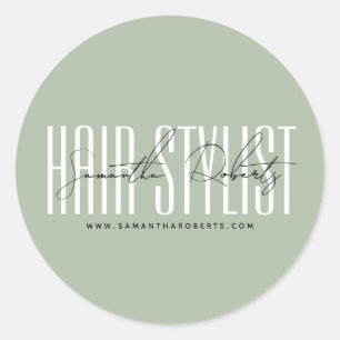 Sticker Rond Hair styliste typographie moderne script sauge ver