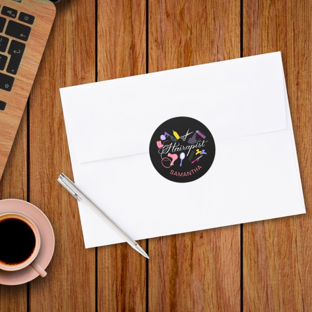 Sticker Rond Hairapist Coiffeur Coiffeur Stylliste Barbier 2 (Créateur téléchargé)