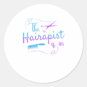 Sticker Rond Hairstyliste Drôle Hairapist En Barber