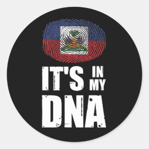 Sticker Rond Haïti c'est dans mon ADN empreintes digitales dra