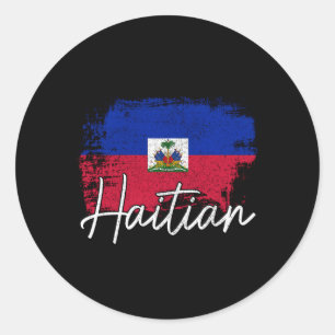 Sticker Rond Haïti Drapeau Les Racines De La Fierté Haïtienne