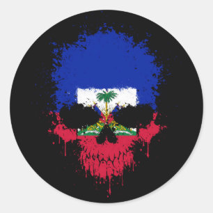 Sticker Rond Haïti goutte le crâne de goutte