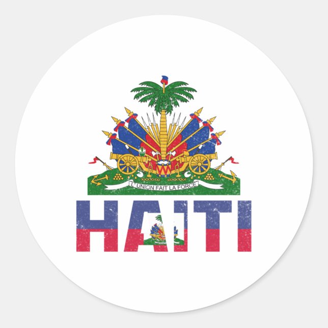 Sticker Rond Haïti Indépendance Drapeau haïtien Jour Drapeau ha (Devant)